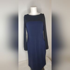 Banana Republic Size 4 Midi Dress Stretch In Blue And Black Color